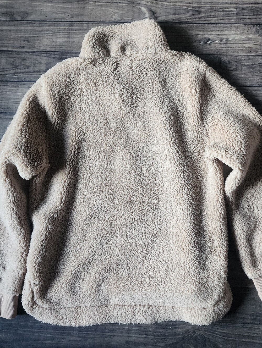Calvin Klein Beige Sherpa Teddy Fleece Quarter Zip Pullover - Picture 9 of 9